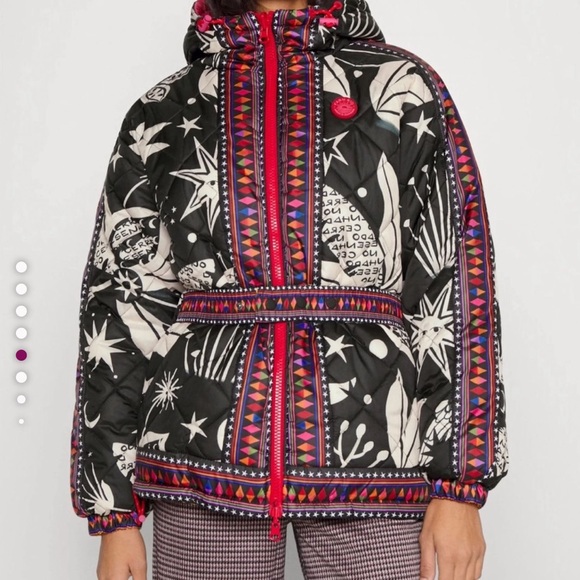 FARM Rio Jackets & Blazers - FARM Rio Cerrado Sky Reversible Puffer Jacket Black & White  Rainbow M